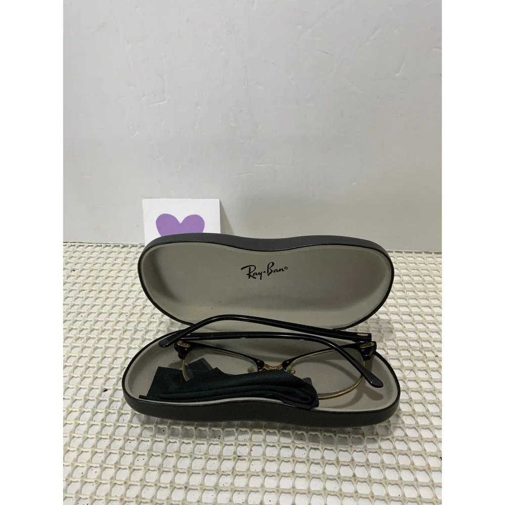 Rayban Clubmaster RB 3016 Glasses Black Gold Round Frames Only Slightly Bent‎